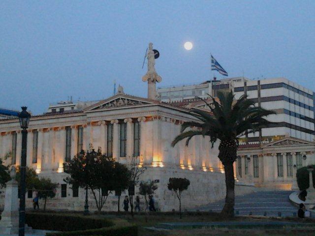 A full moon above Athens.